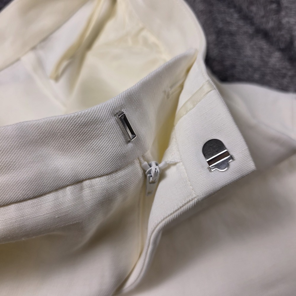 Ralph Lauren Purple Label Leora Linen Blend Pants Womens 10 White $1690 - Picture 6 of 12